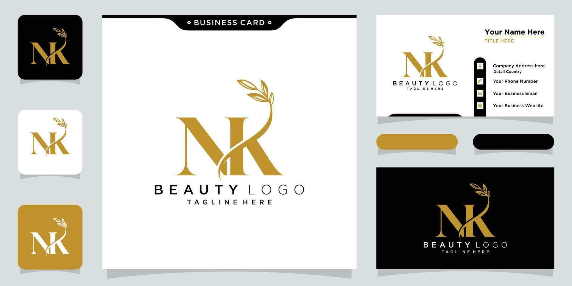 Initial Letter NK logo design template vector