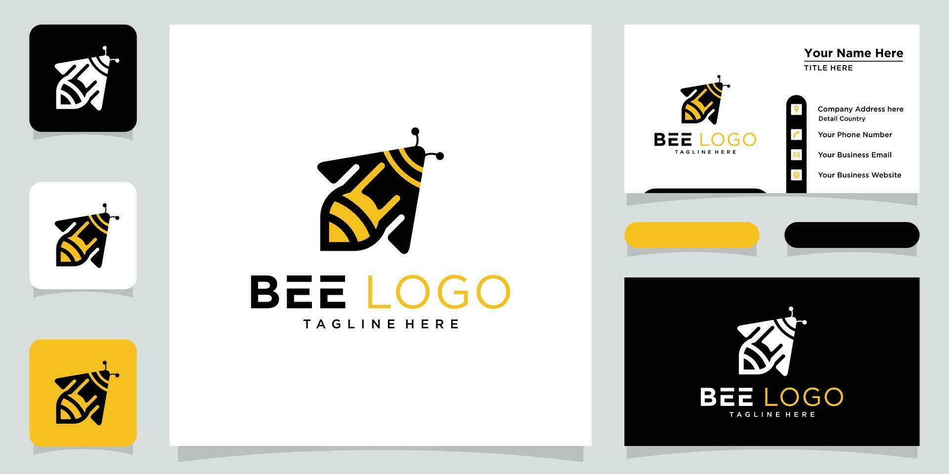 abeja logo diseño con lujo oro color. abeja logo modelo. moderno diseño. plano logo. vector ilustración