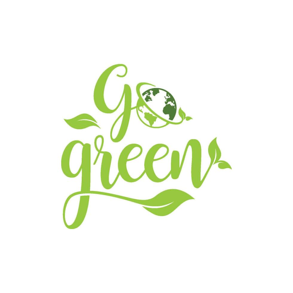 Modern Go Green Environment Label Logo Illustration In Isolated White Background vector