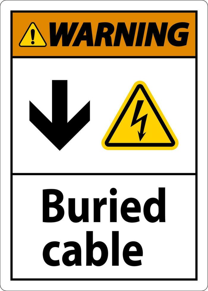 Warning Sign Buried Cable With Down Arrow and Electric Shock Symbol vector