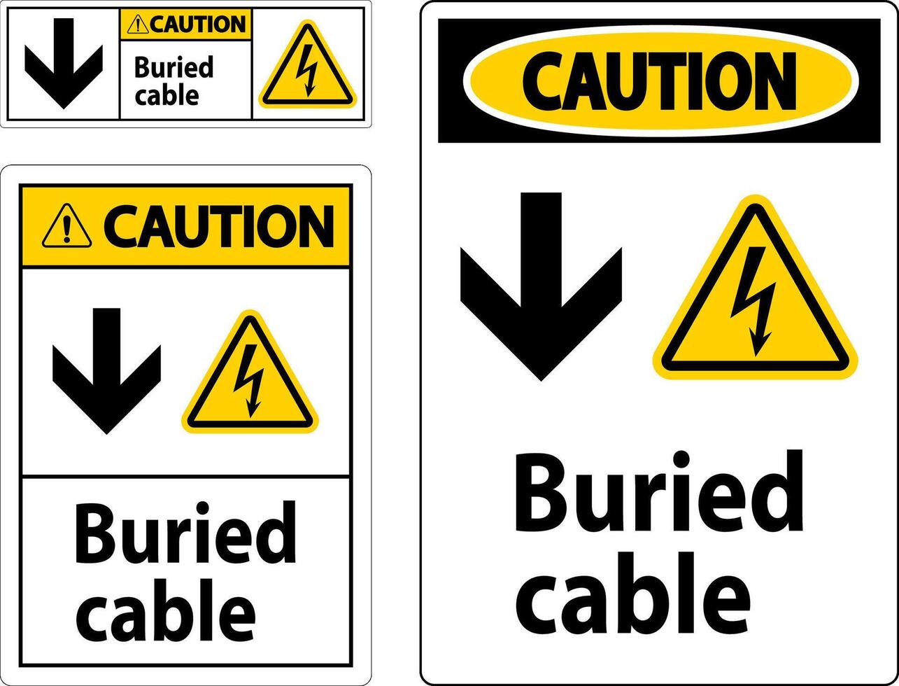precaución firmar enterrado cable con abajo flecha y eléctrico conmoción símbolo vector