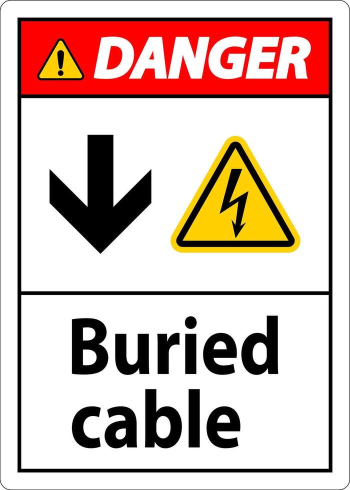 Danger Sign Buried Cable With Down Arrow and Electric Shock Symbol vector