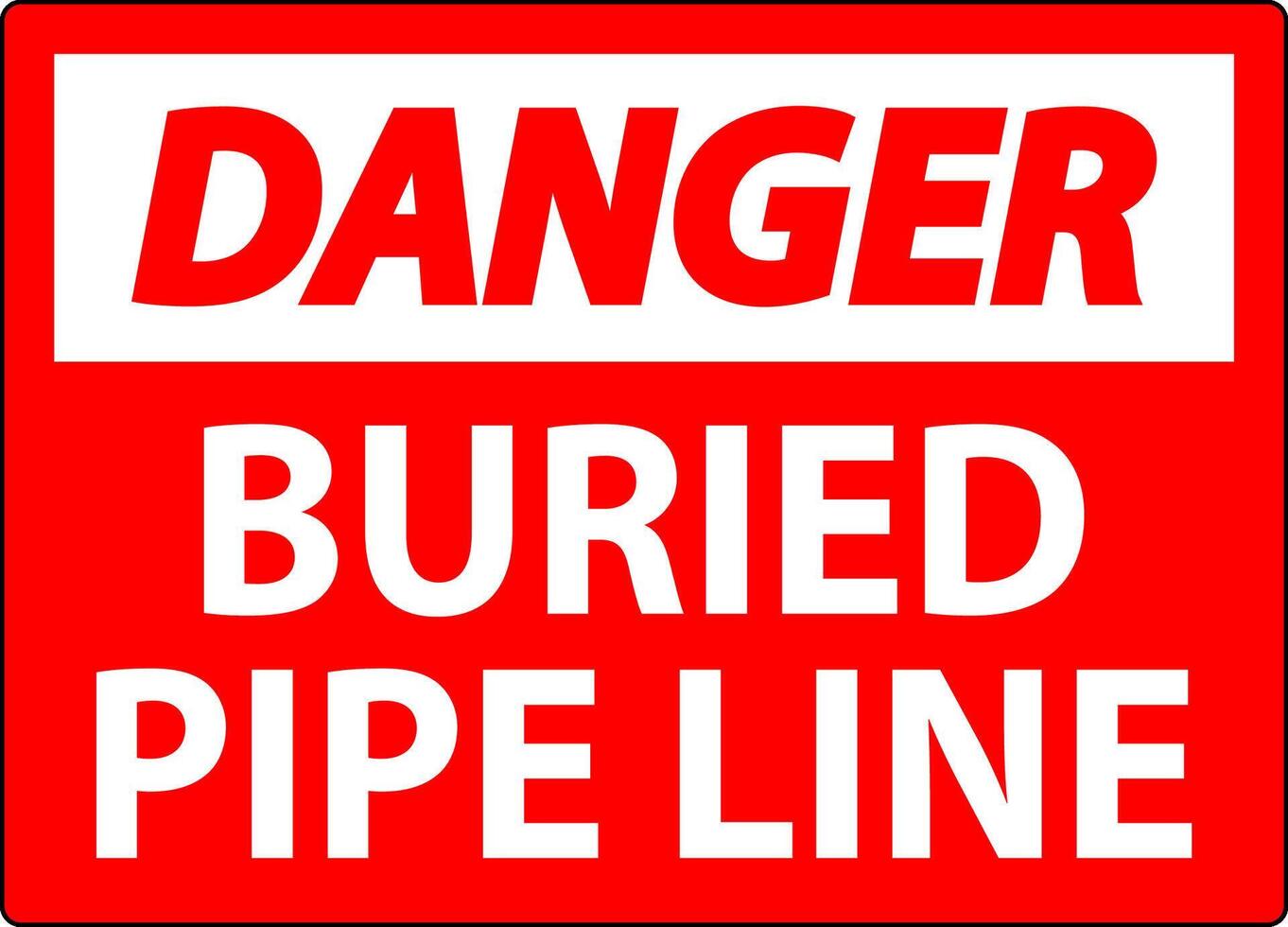 Danger Sign Buried Pipe Line On White Background vector