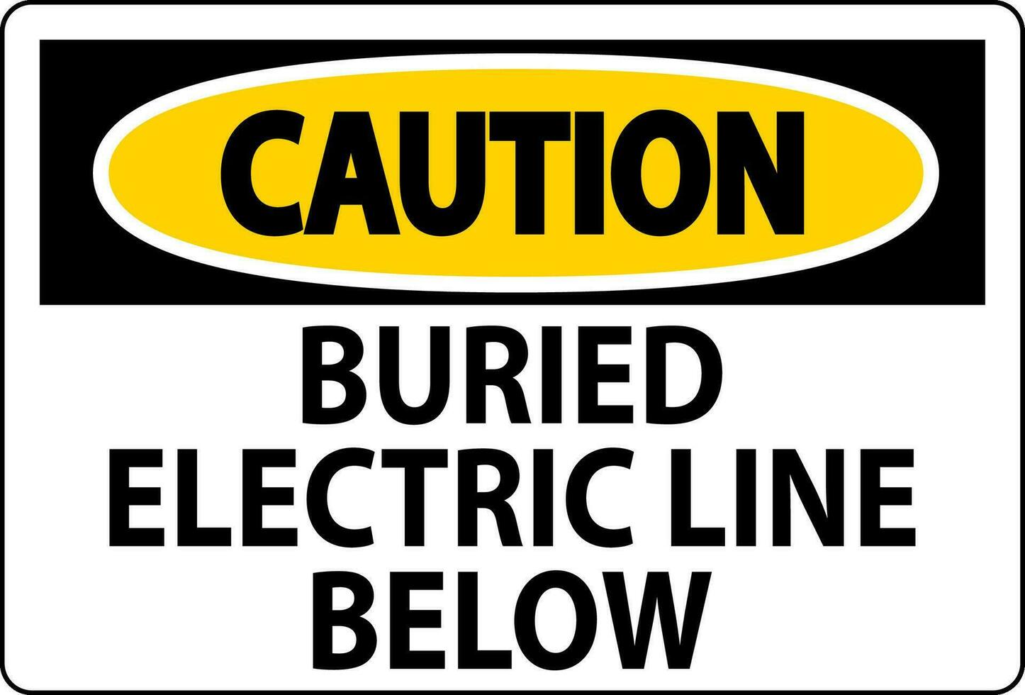 precaución firmar enterrado eléctrico línea abajo en blanco antecedentes vector