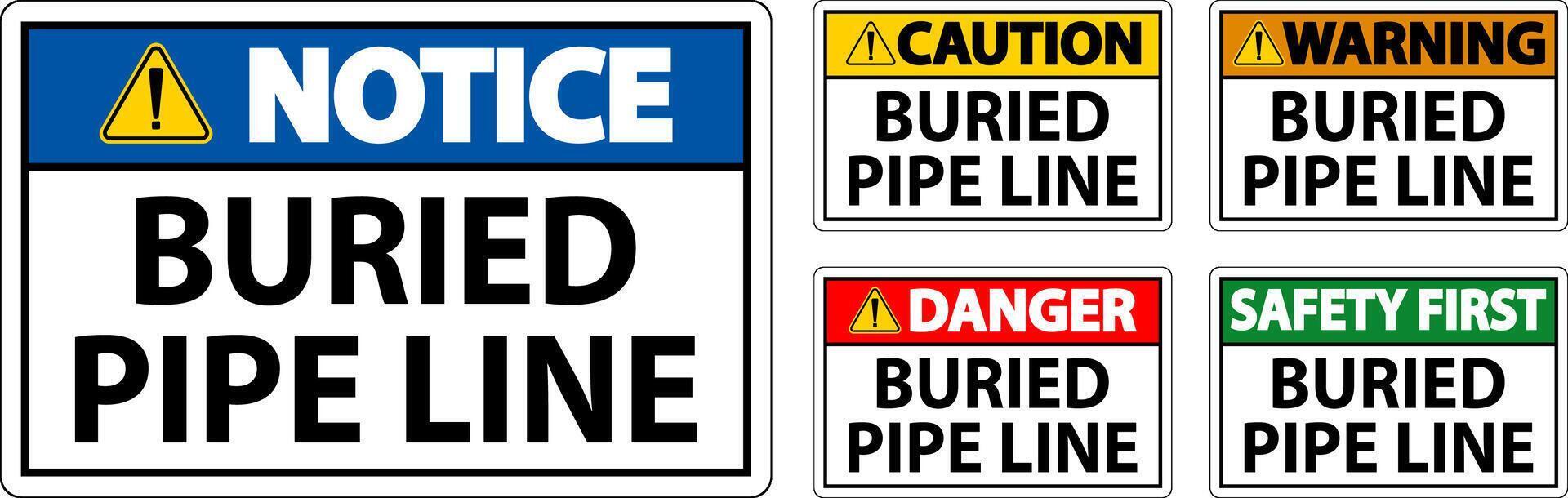 Caution Sign Buried Pipe Line On White Background vector