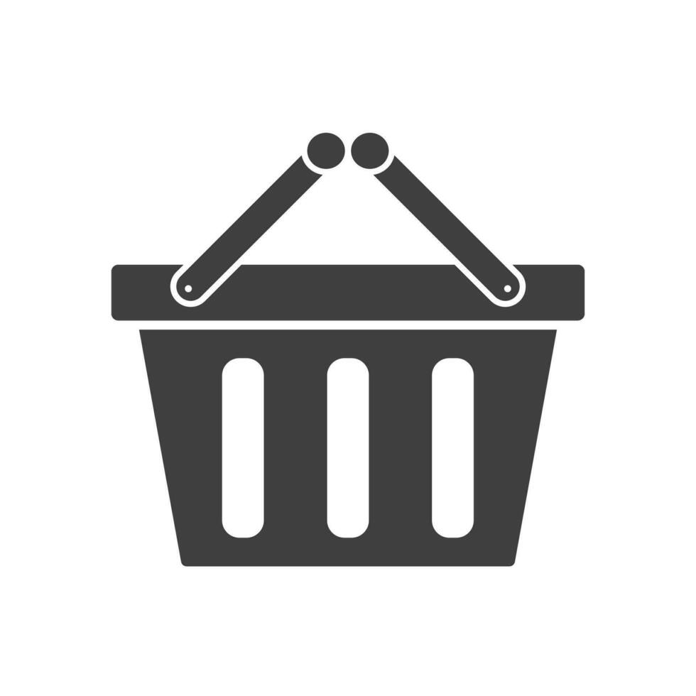 Silhouette shopping basket on white background. vector