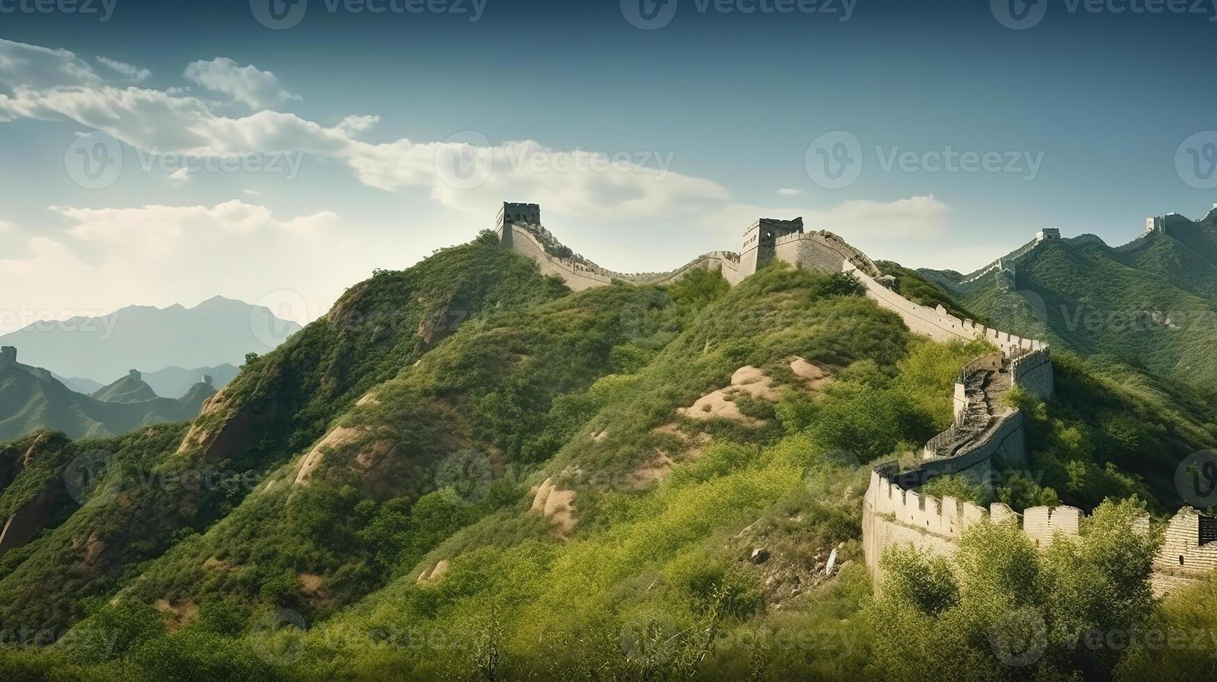 The great wall of china china digital art style painting horizontal. photo