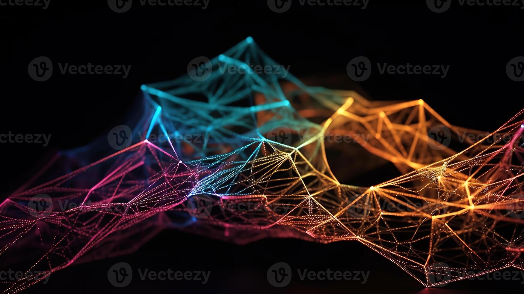 Close-up Of Lines Plexus Against Black Background. photo