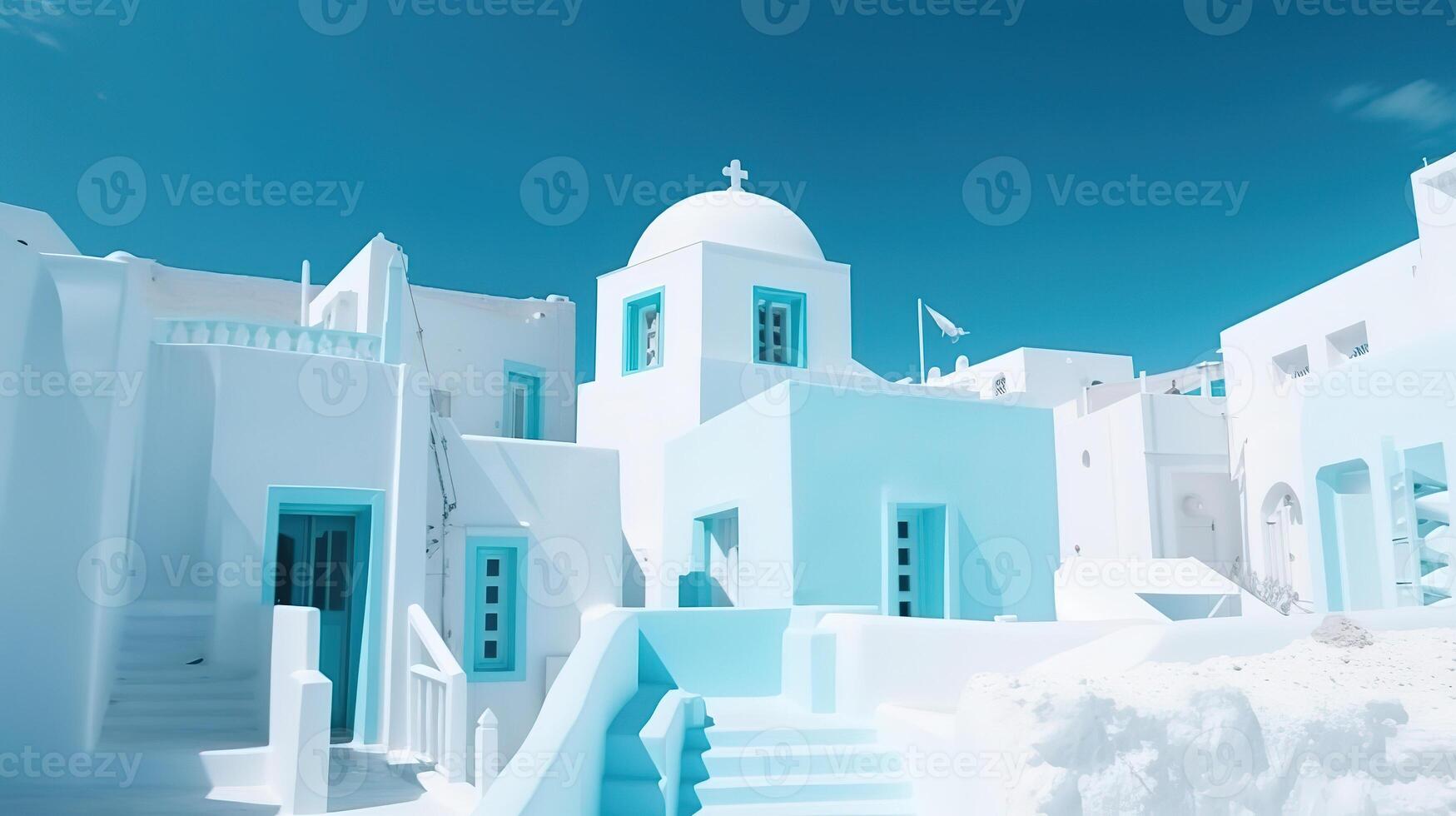 Abstract architecture of cycladic aegean traditional buildings, Santorini, Greece. photo
