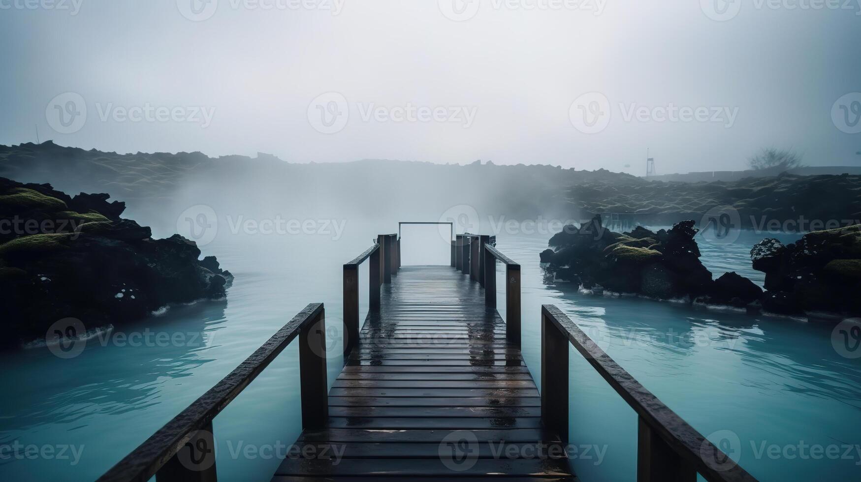 Geothermal pool in Blue lagoon in the morning, Iceland. photo