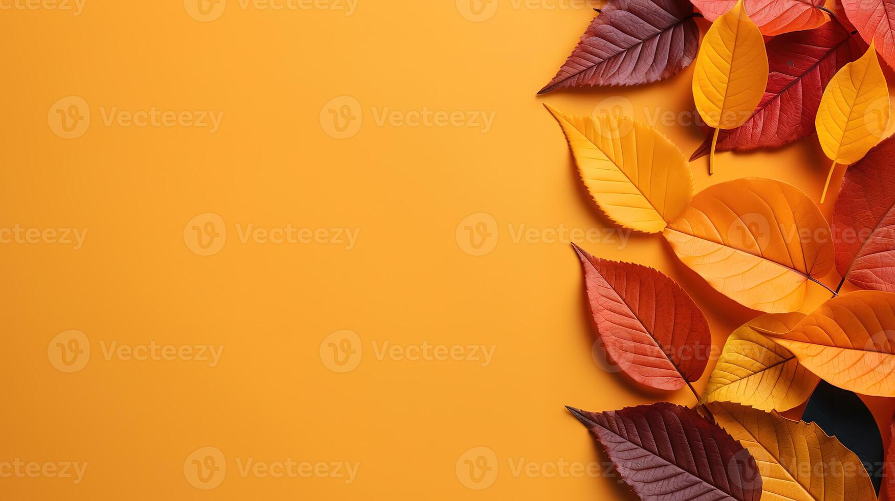 Beautiful autumn background with fallen leaves with place. photo
