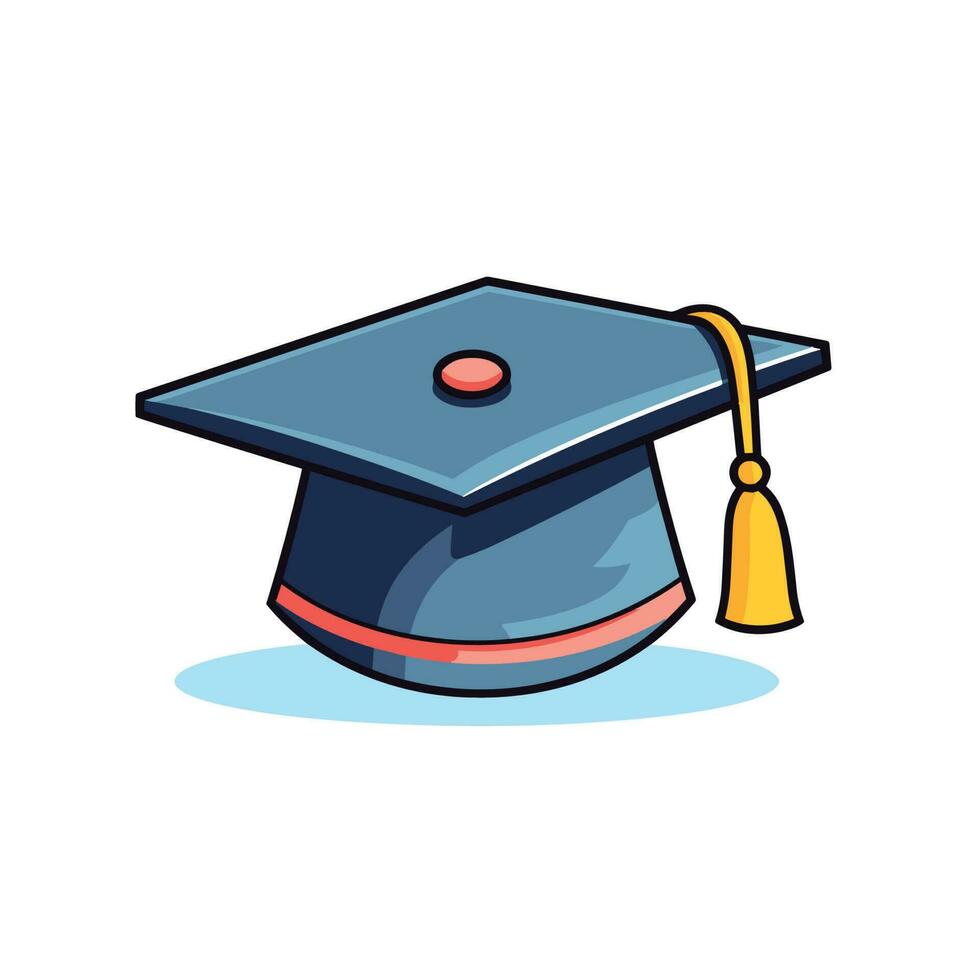 Vector of a graduation cap with a tassel on a flat surface