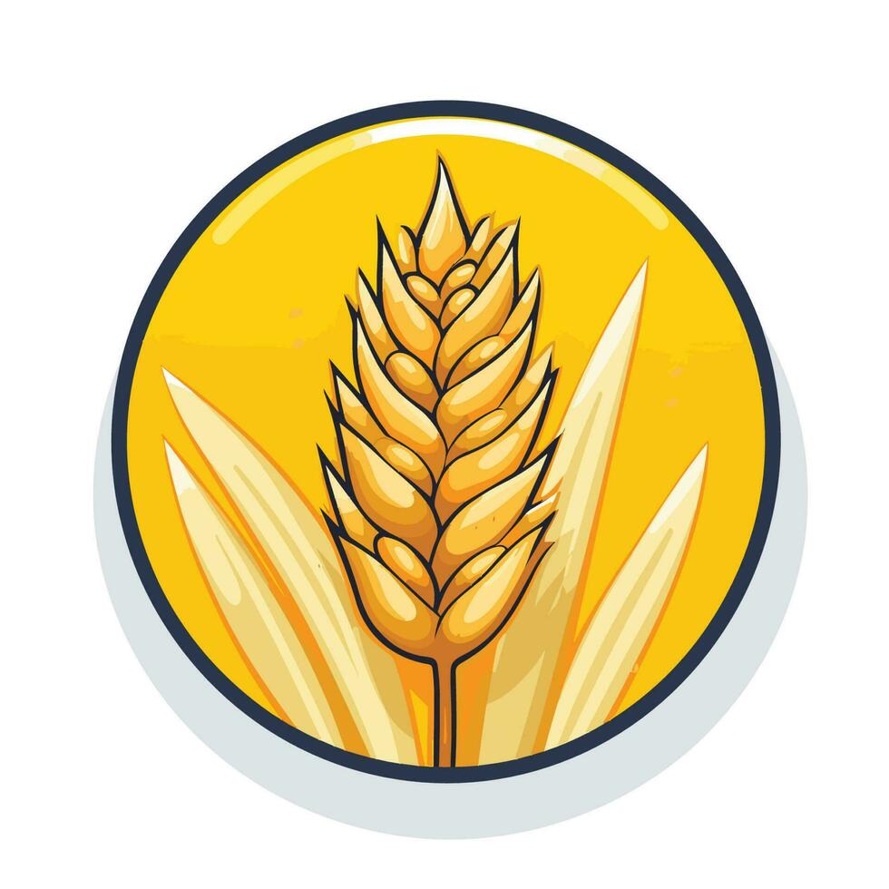 Vector of a flat yellow circle with a stalk of wheat in the center
