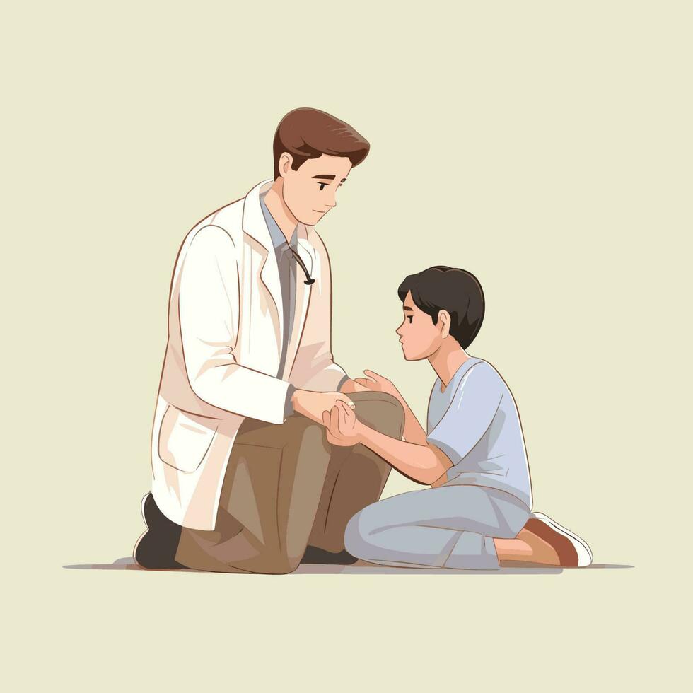 vector de un médico examinando un Niños mano con un estetoscopio