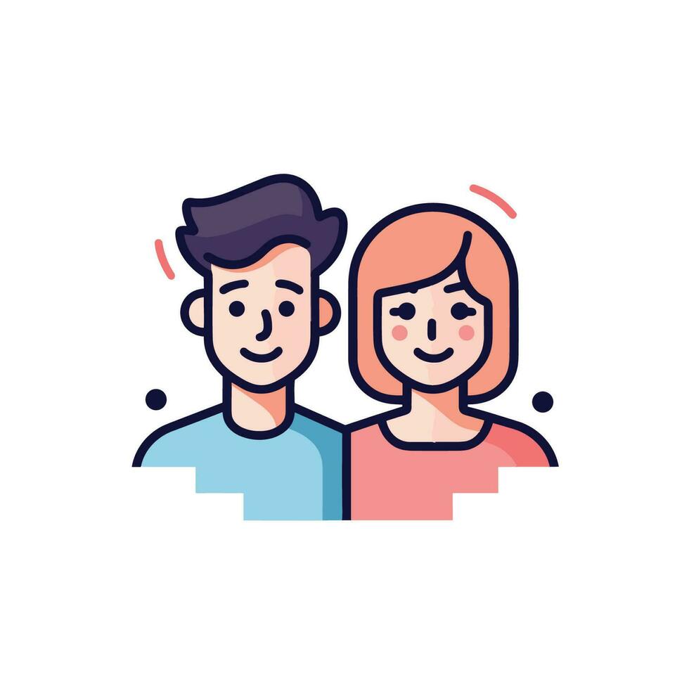 Vector of a man and a woman making eye contact in a minimalist setting