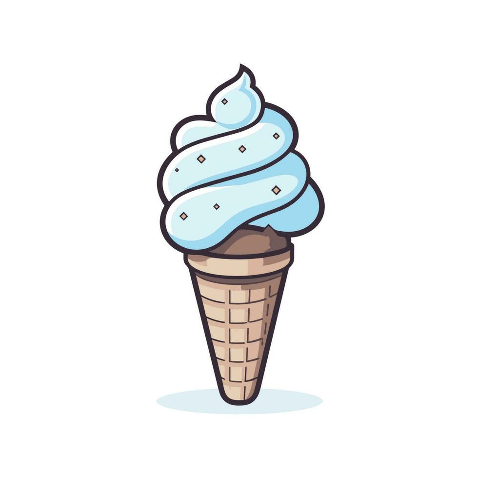 Vector of an ice cream cone with blue icing on top