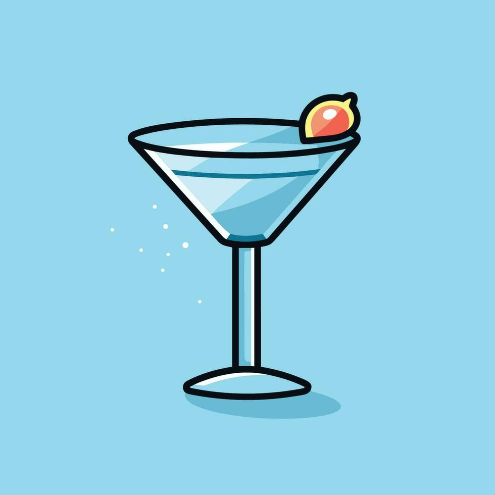 Vector of a flat icon of a martini glass with an orange garnish