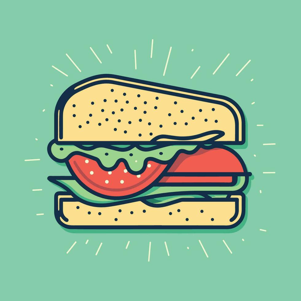 Vector of a unique sandwich with a surprising twist   a slice of watermelon as a delicious and refreshing topping