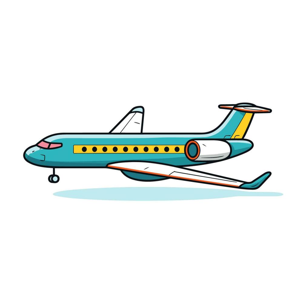 Vector of a small blue and yellow airplane on a white background