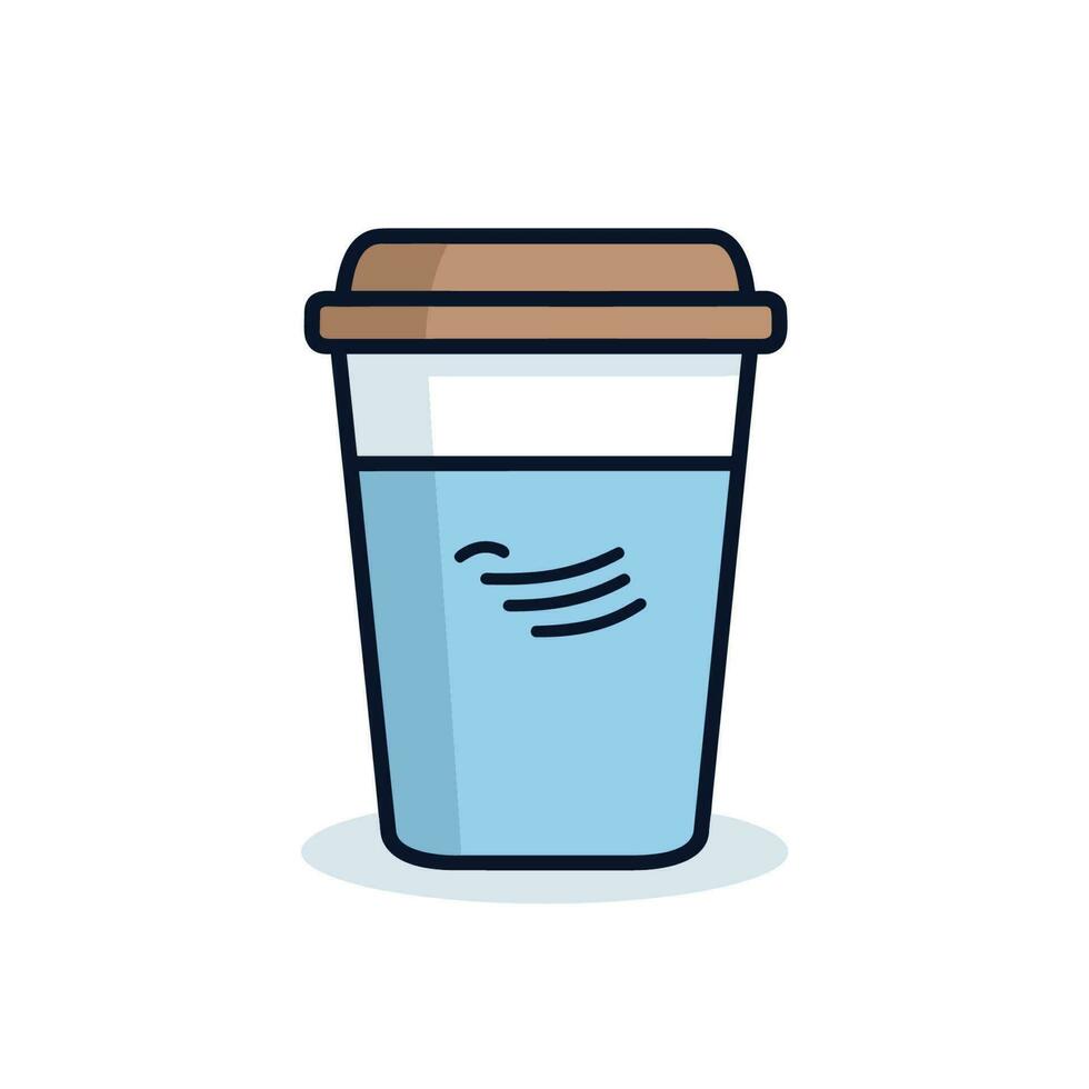 Vector of a flat icon vector of a blue cup with a wooden lid