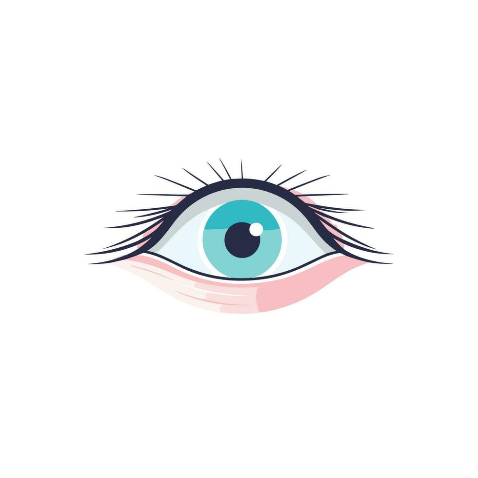 Vector of a close up of a beautiful blue eye with long, fluttering eyelashes
