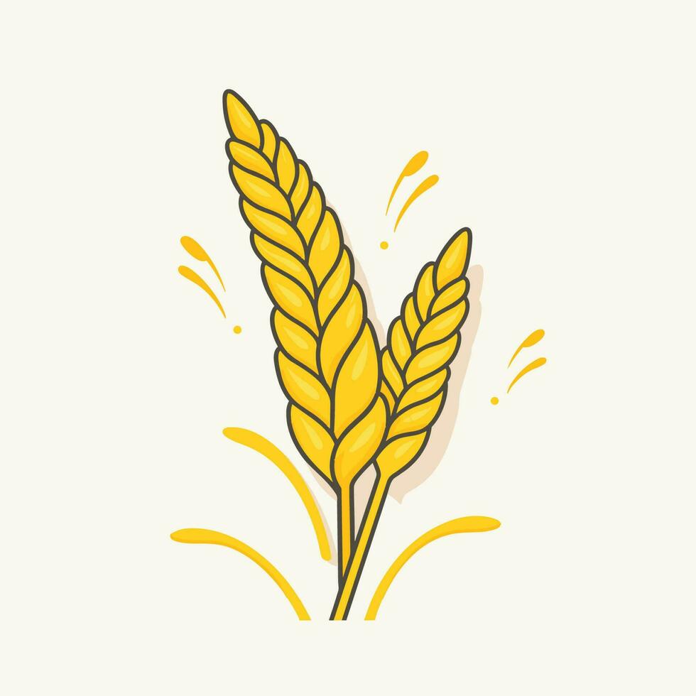 Vector of a simple and minimalist illustration of a wheat stalk on a blank canvas