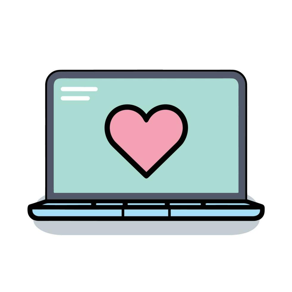 Vector of a laptop screen displaying a heart symbol