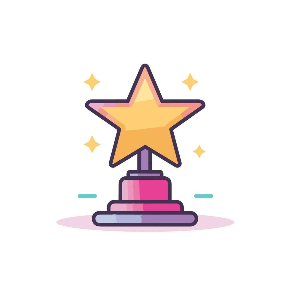 Vector of a star on a pink pedestal in a minimalist setting