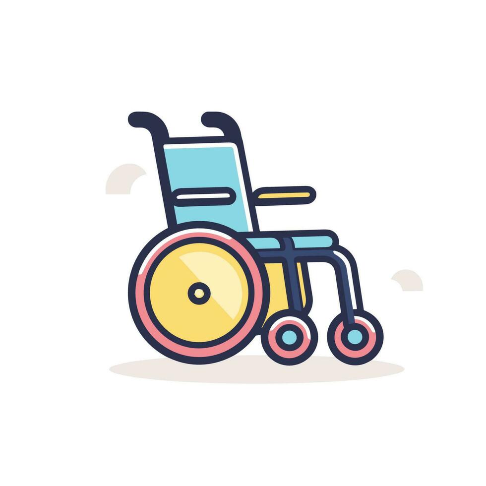 Vector of a wheelchair with white wheels on a flat background