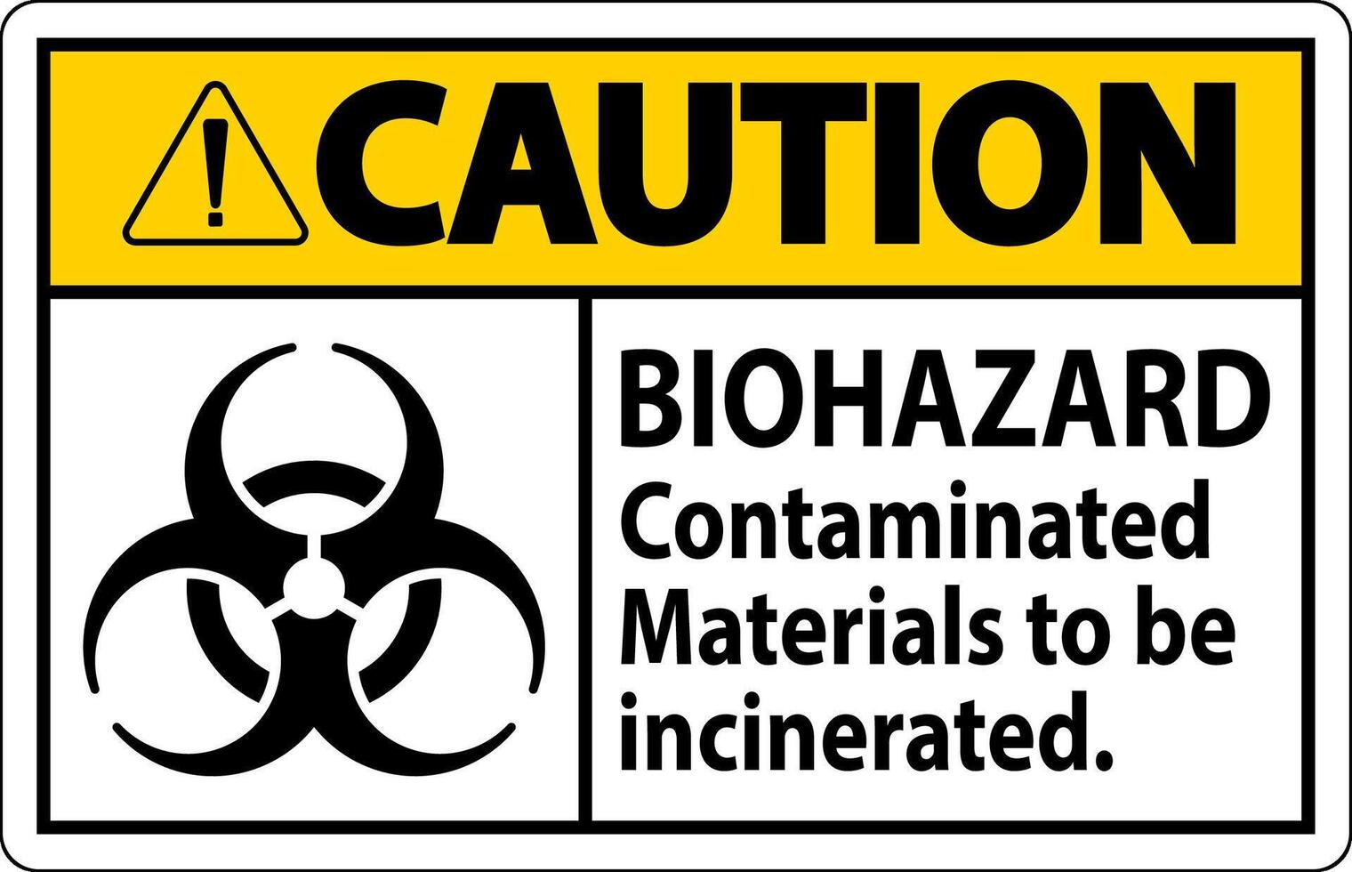 Biohazard Caution Label Biohazard Contaminated Materials To Be Incinerated vector