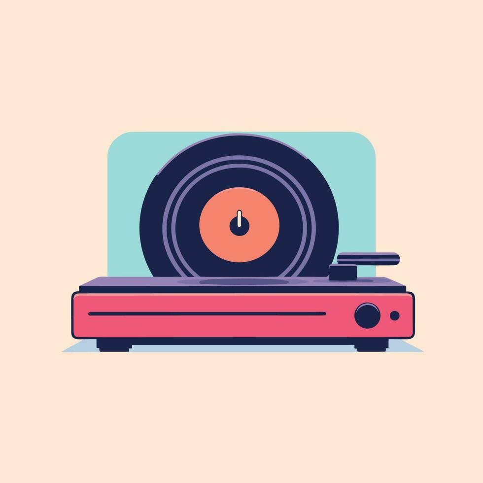 Vector of a turntable with a record player on a flat surface