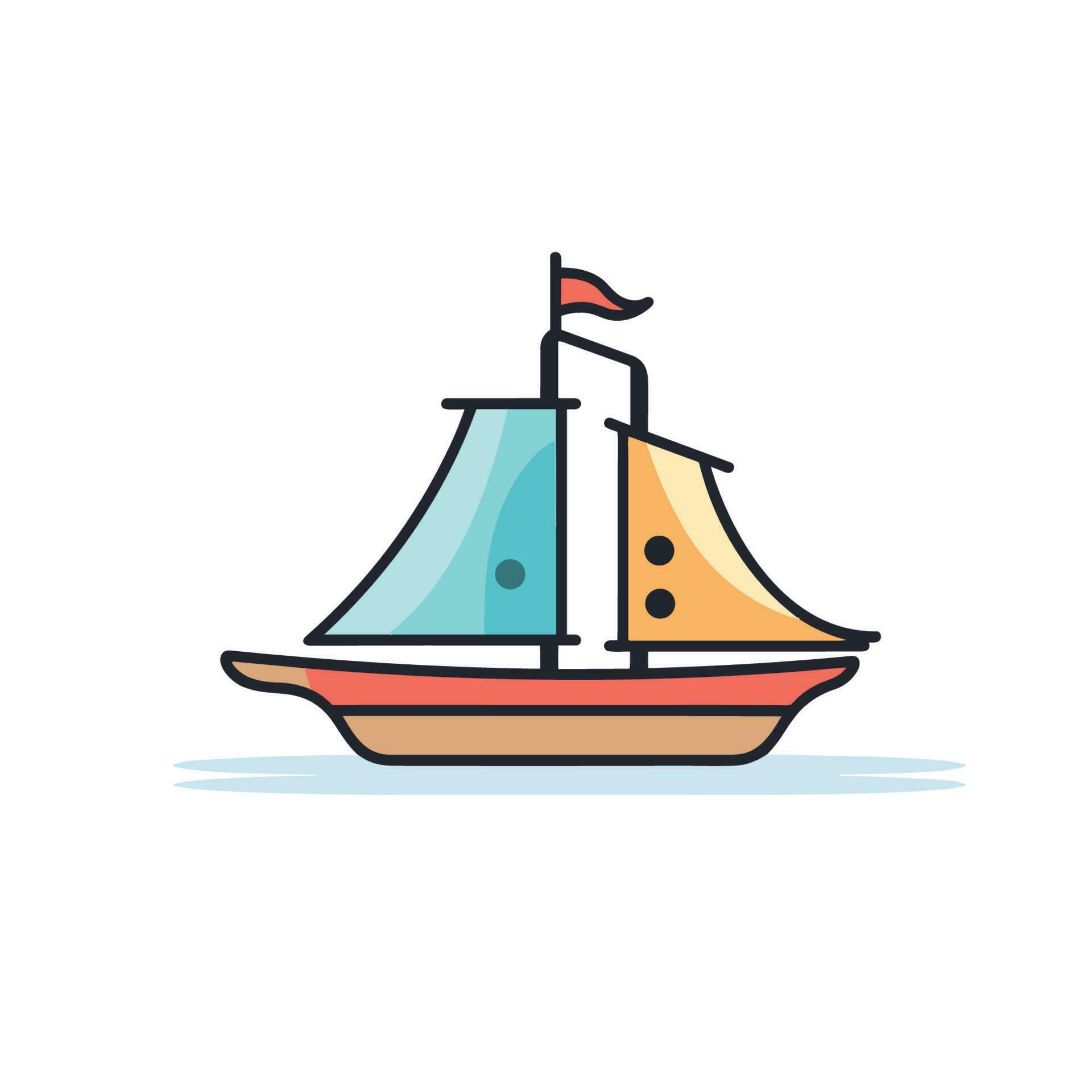 Vector of a small boat with a flag sailing on calm waters 26309682
