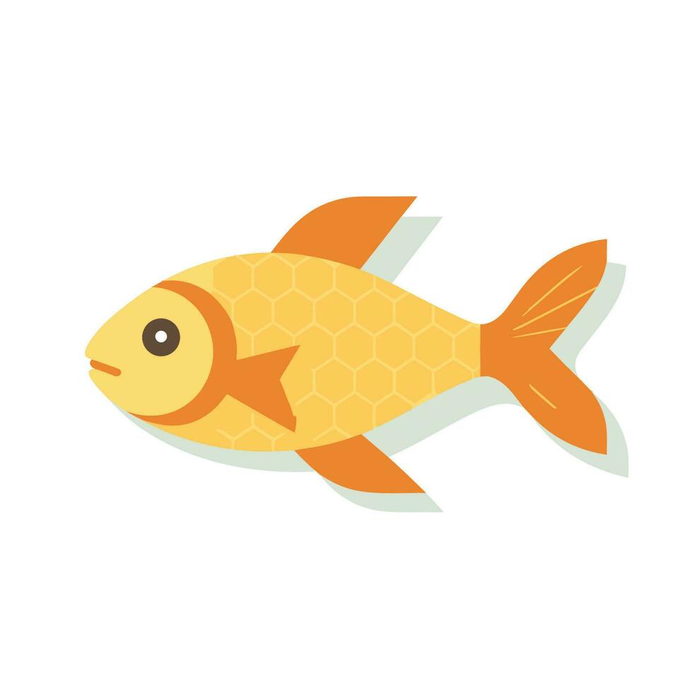 Vector of a flat lay of a goldfish on a clean white background