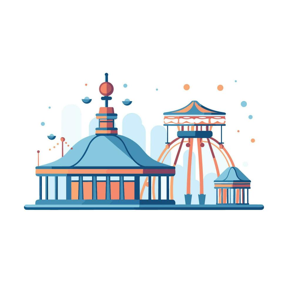 Vector of an amusement park with a ferris wheel and buildings