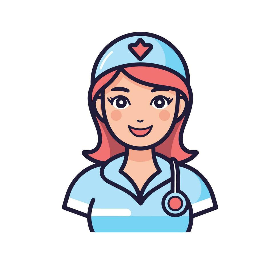 Vector of a female nurse holding a stethoscope
