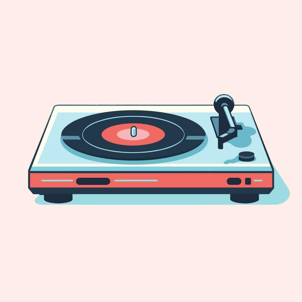 Vector of a vintage turntable with a record player in a modern flat
