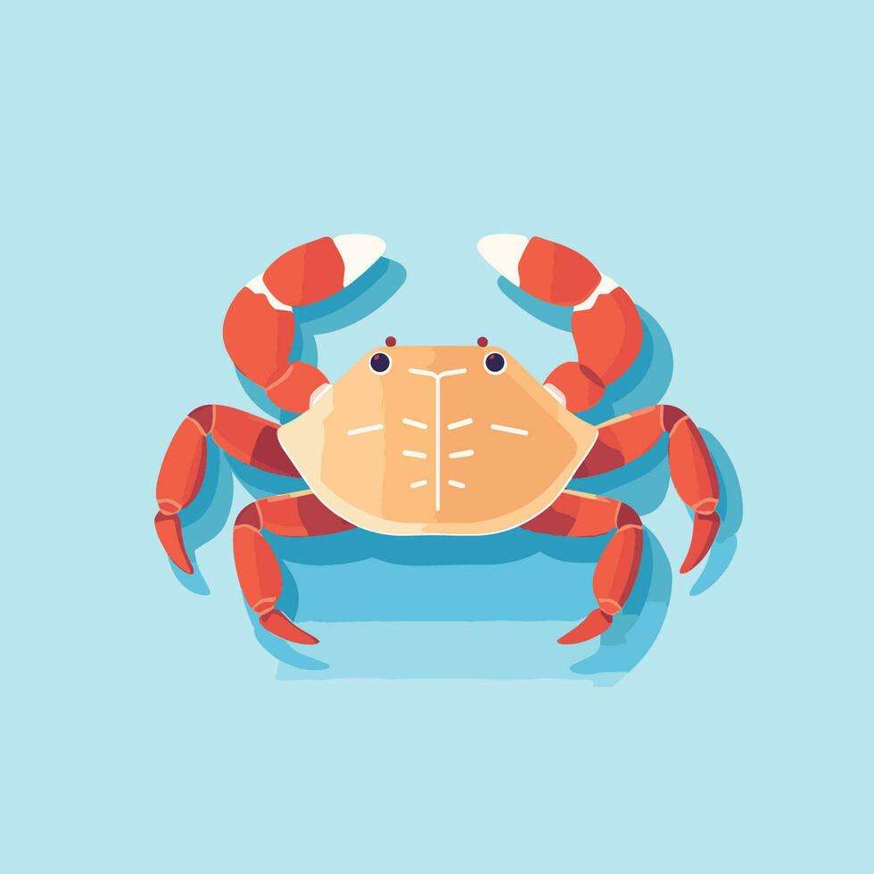 Vector of a flat icon of a crab on a blue background