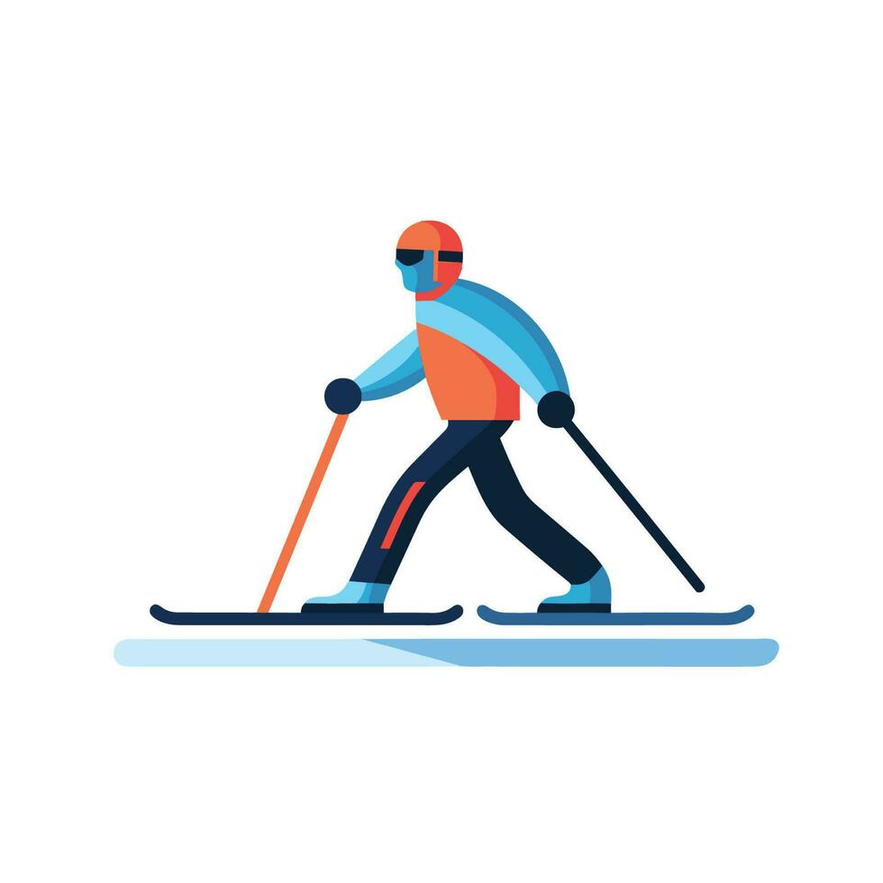 Vector of a man skiing down a snowy slope