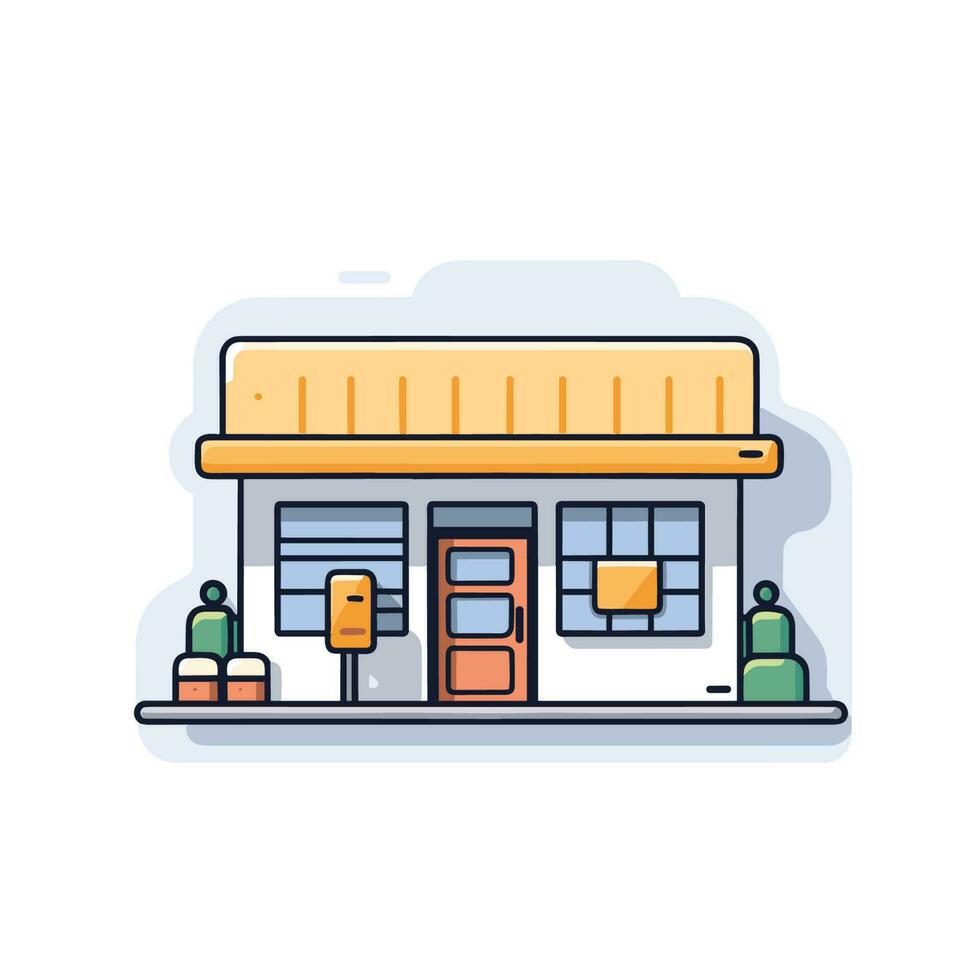 Vector of a quaint small store with a vibrant yellow awning