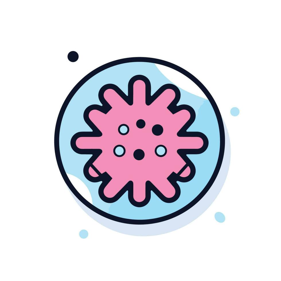 Vector of a flat pink snowflake in a blue circle