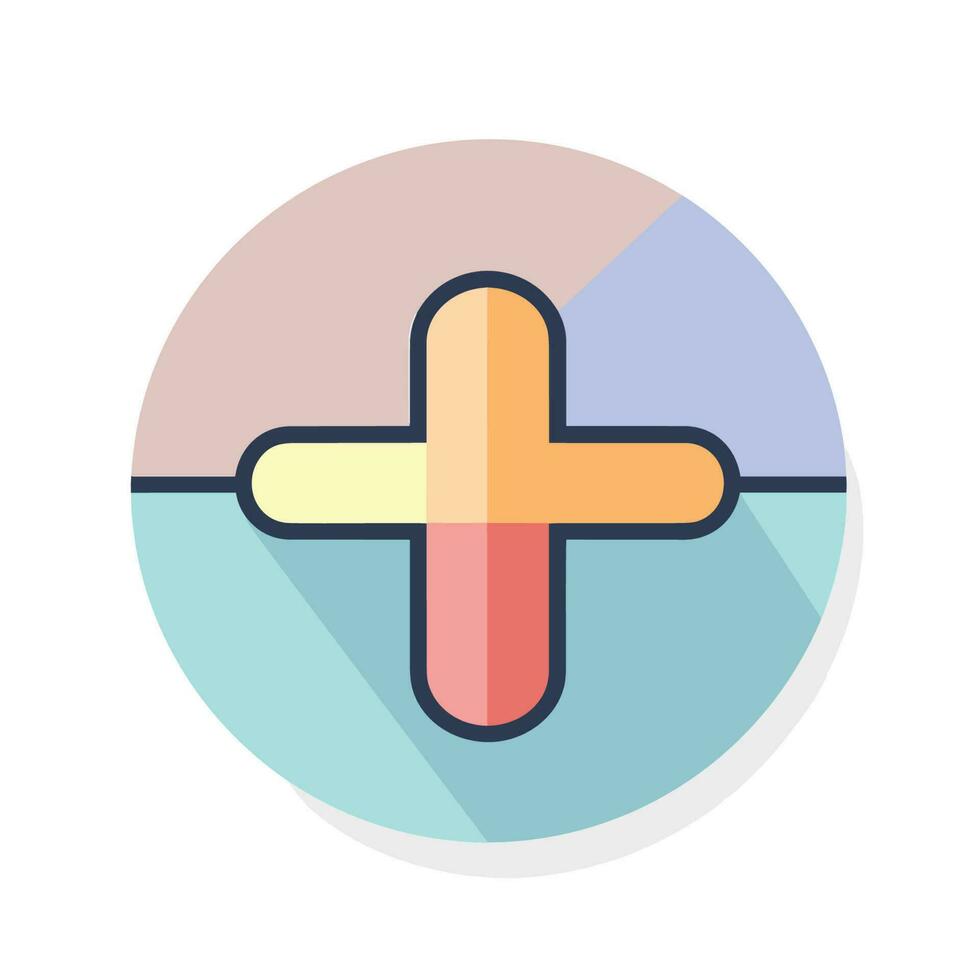 Vector of a simple flat icon of a cross on a white background
