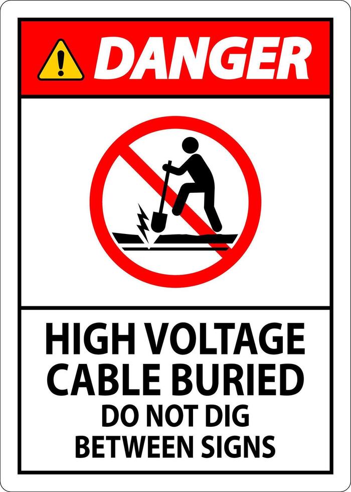 peligro firmar alto voltaje cable enterrado. hacer no cavar Entre firmar vector