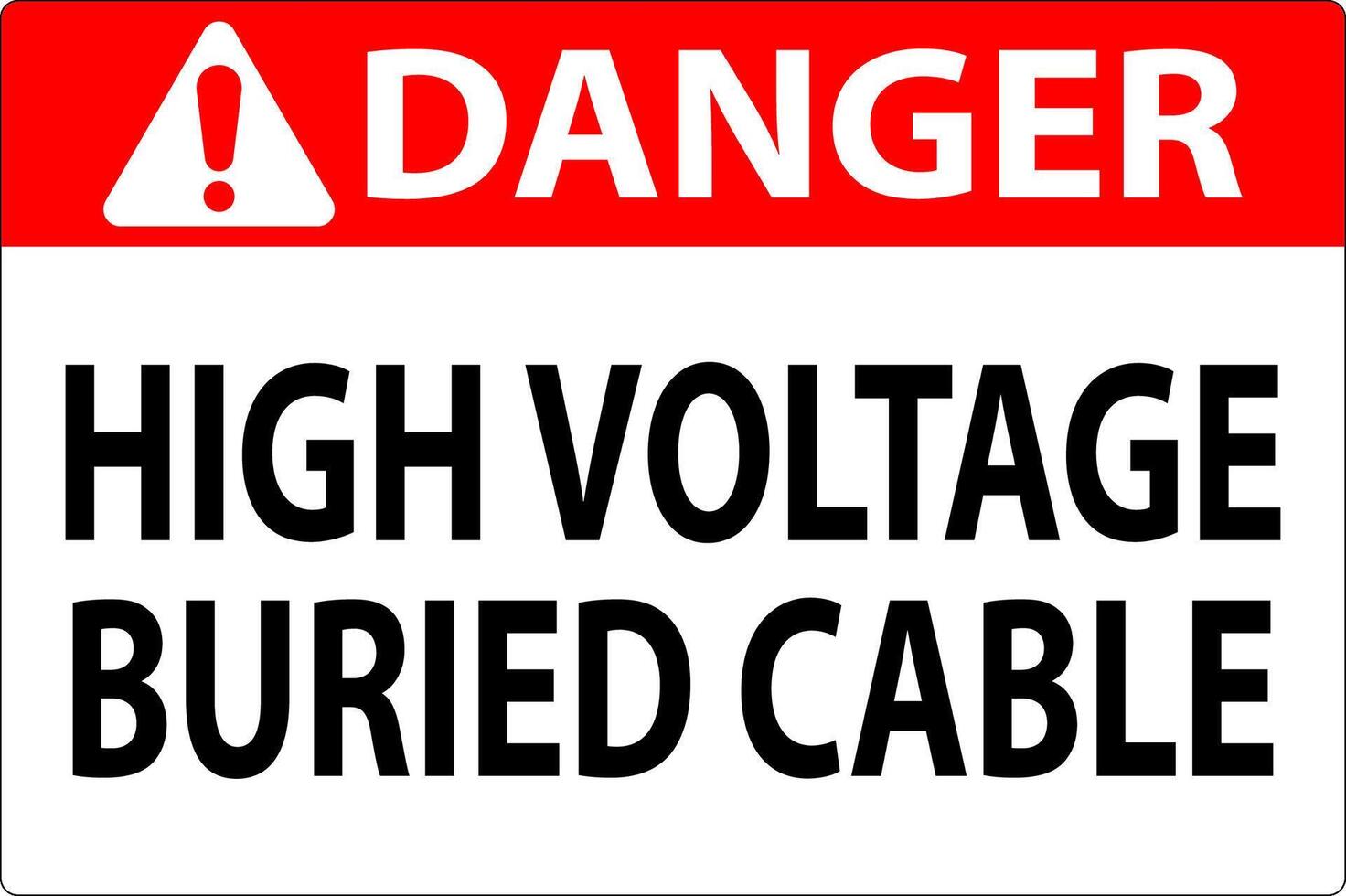 Danger Sign High Voltage Buried Cable On White Background vector