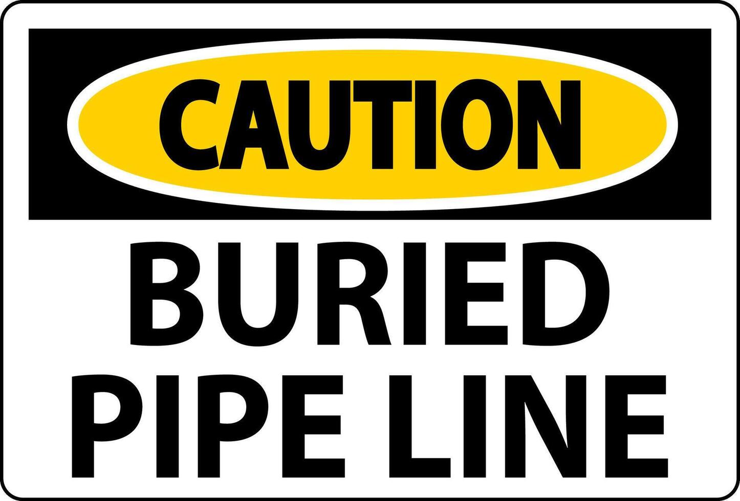 Caution Sign Buried Pipe Line On White Background vector