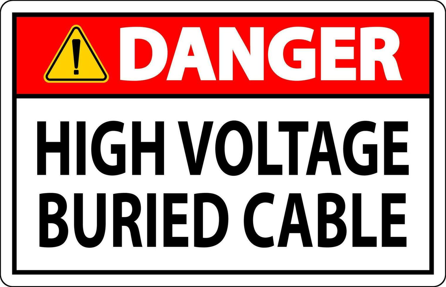 peligro firmar alto voltaje enterrado cable en blanco antecedentes vector