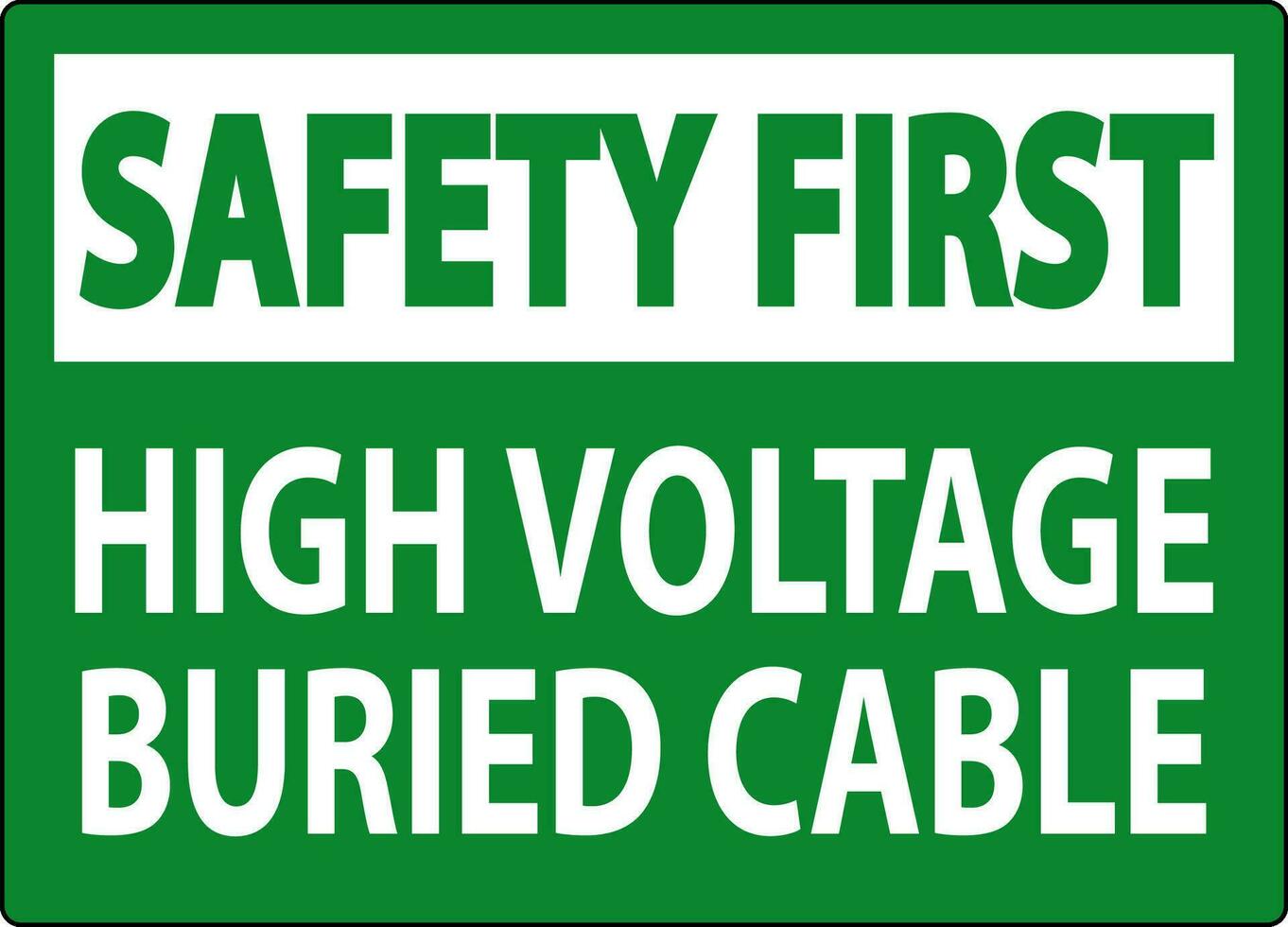 la seguridad primero firmar alto voltaje enterrado cable en blanco antecedentes vector