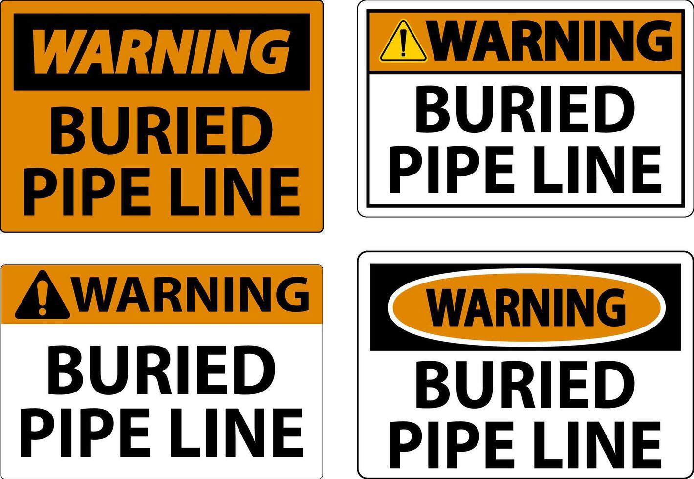 Warning Sign Buried Pipe Line On White Background vector