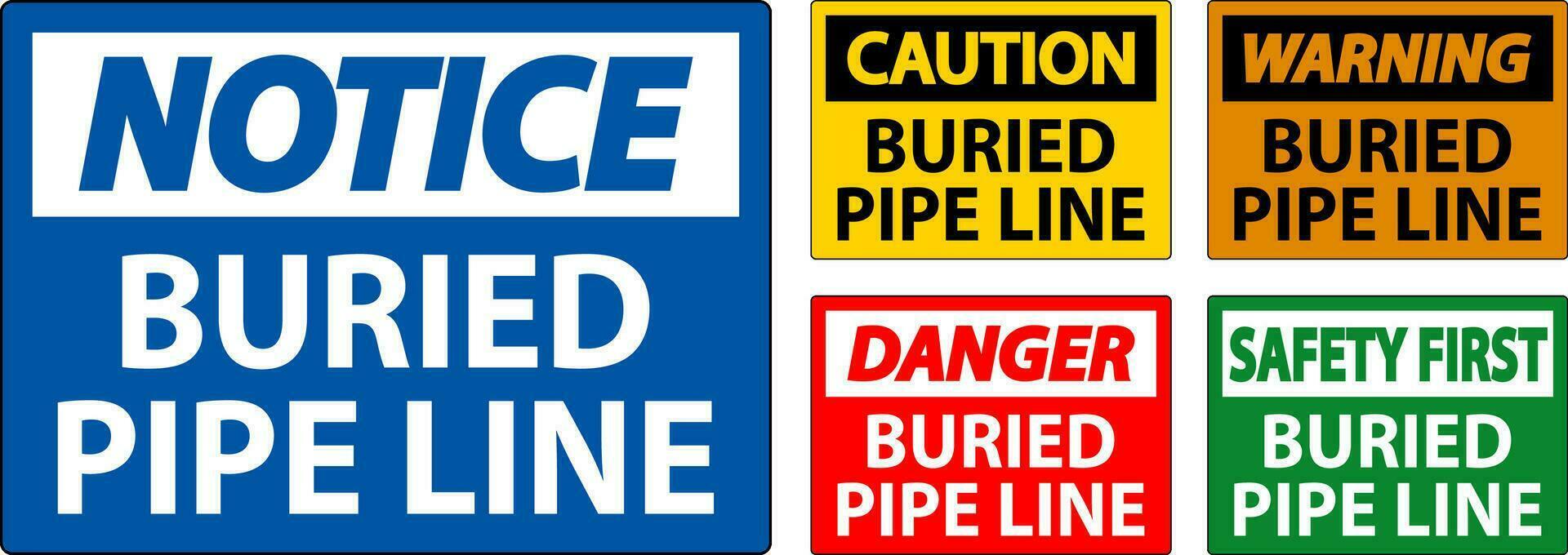 Caution Sign Buried Pipe Line On White Background vector