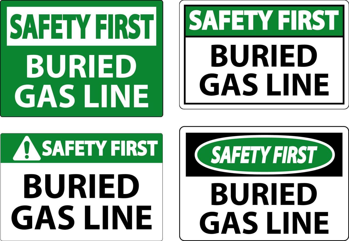 Safety First Sign Buried Gas Line On White Background vector