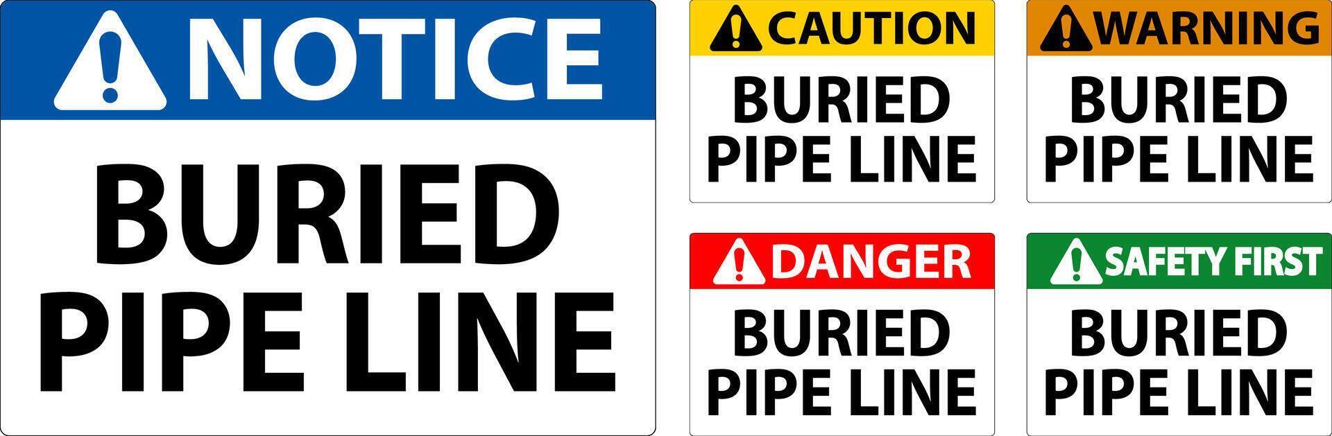 Caution Sign Buried Pipe Line On White Background vector